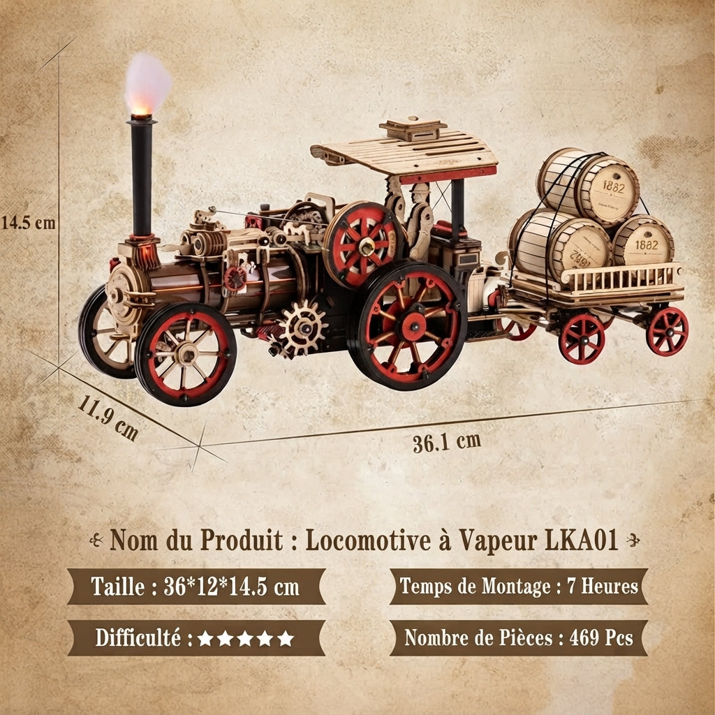 Locomotive à Vapeur en Bois à Construire
