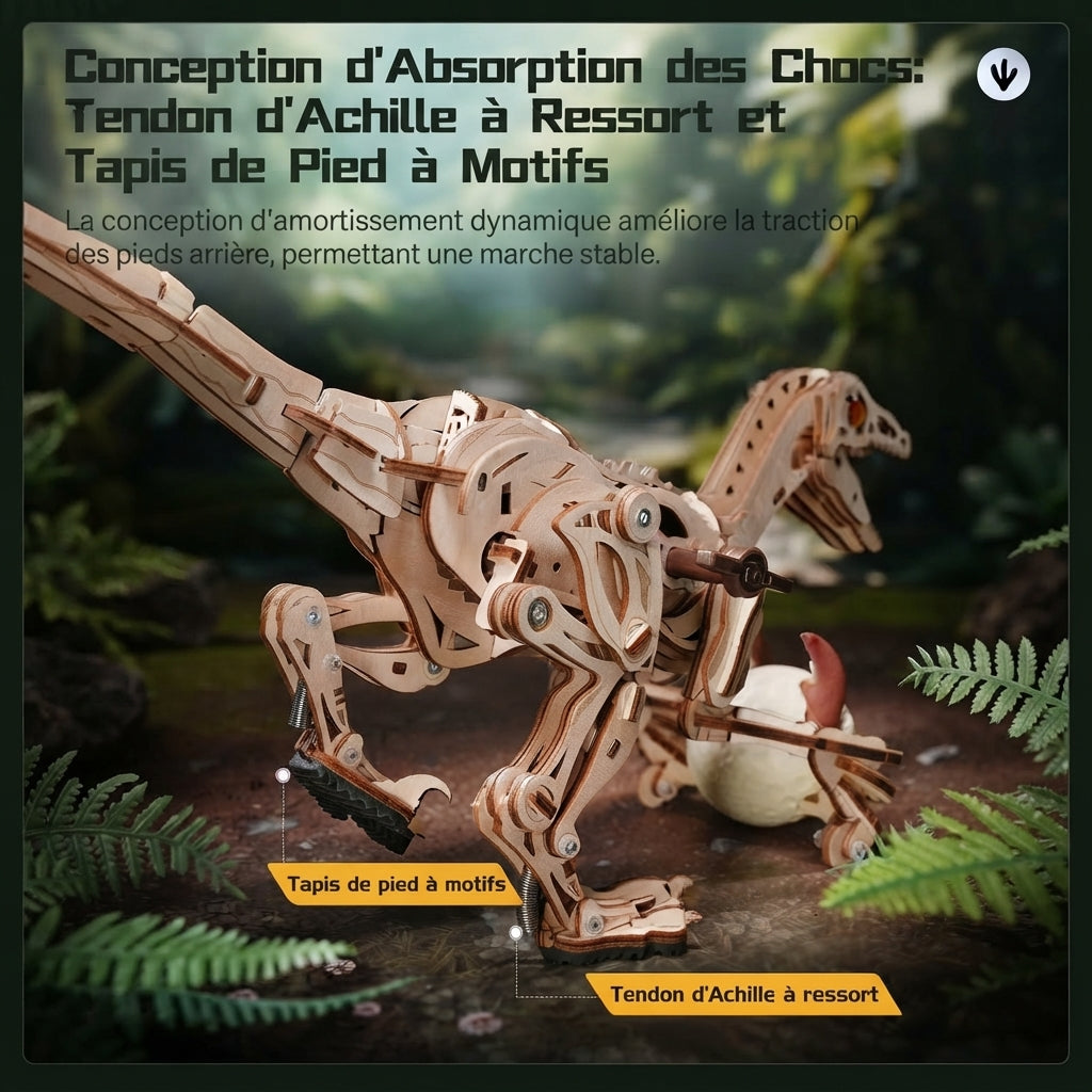 Vélociraptor Mécanique à Remonter à Construire