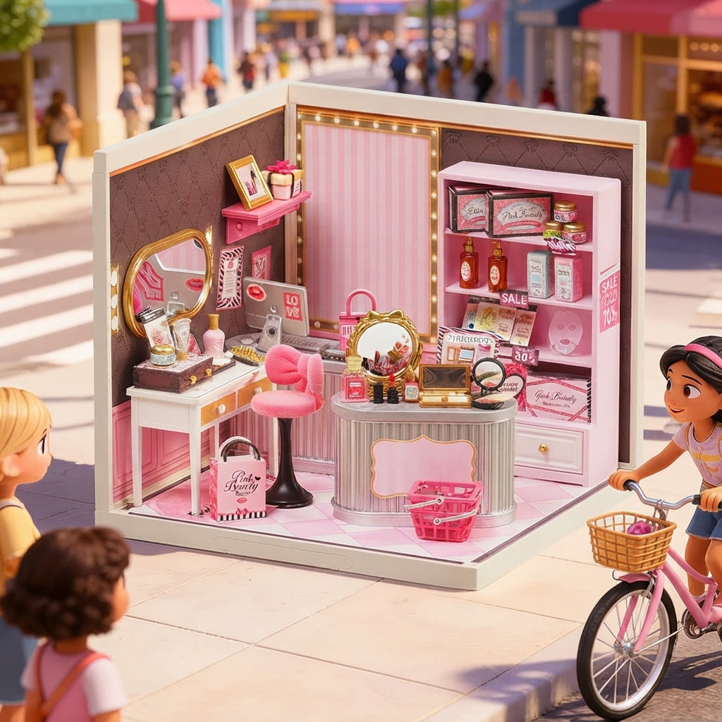 Boutique Beauté Rose Miniature Modulaire à Construire