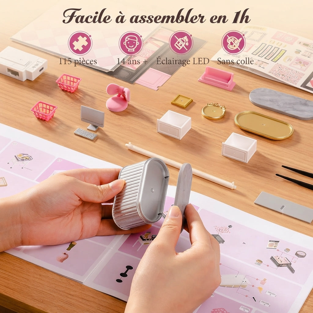 Boutique Beauté Rose Miniature Modulaire à Construire