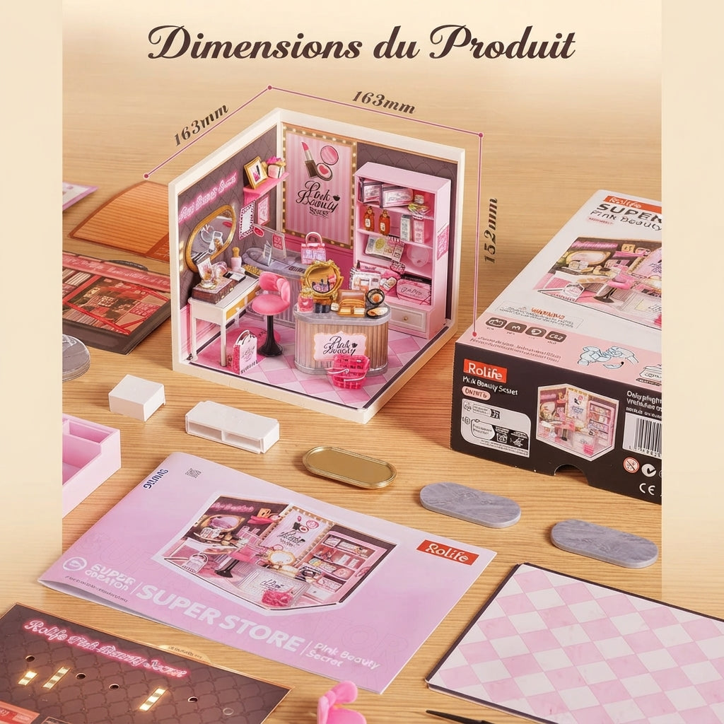 Boutique Beauté Rose Miniature Modulaire à Construire