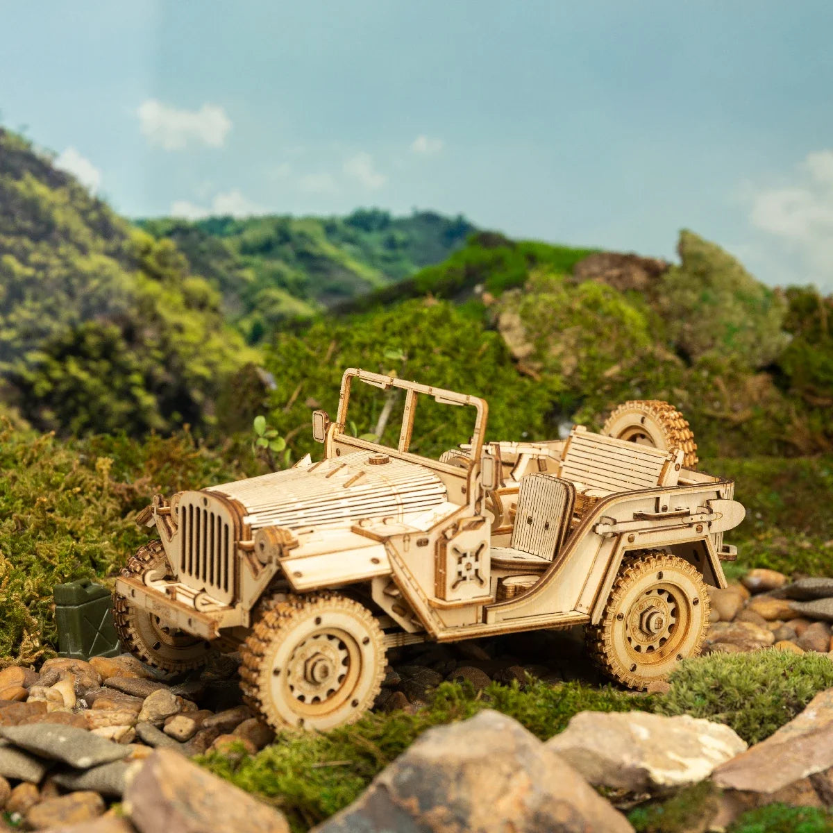 Jeep Militaire Vintage en Bois à Construire