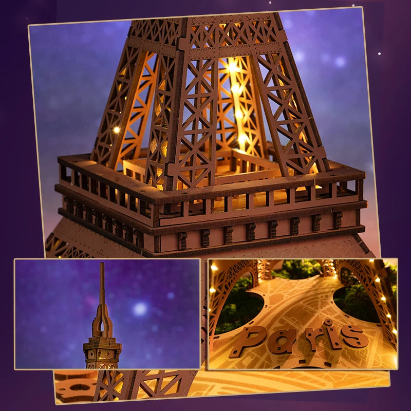 Tour Eiffel en Bois Lumineuse à Construire