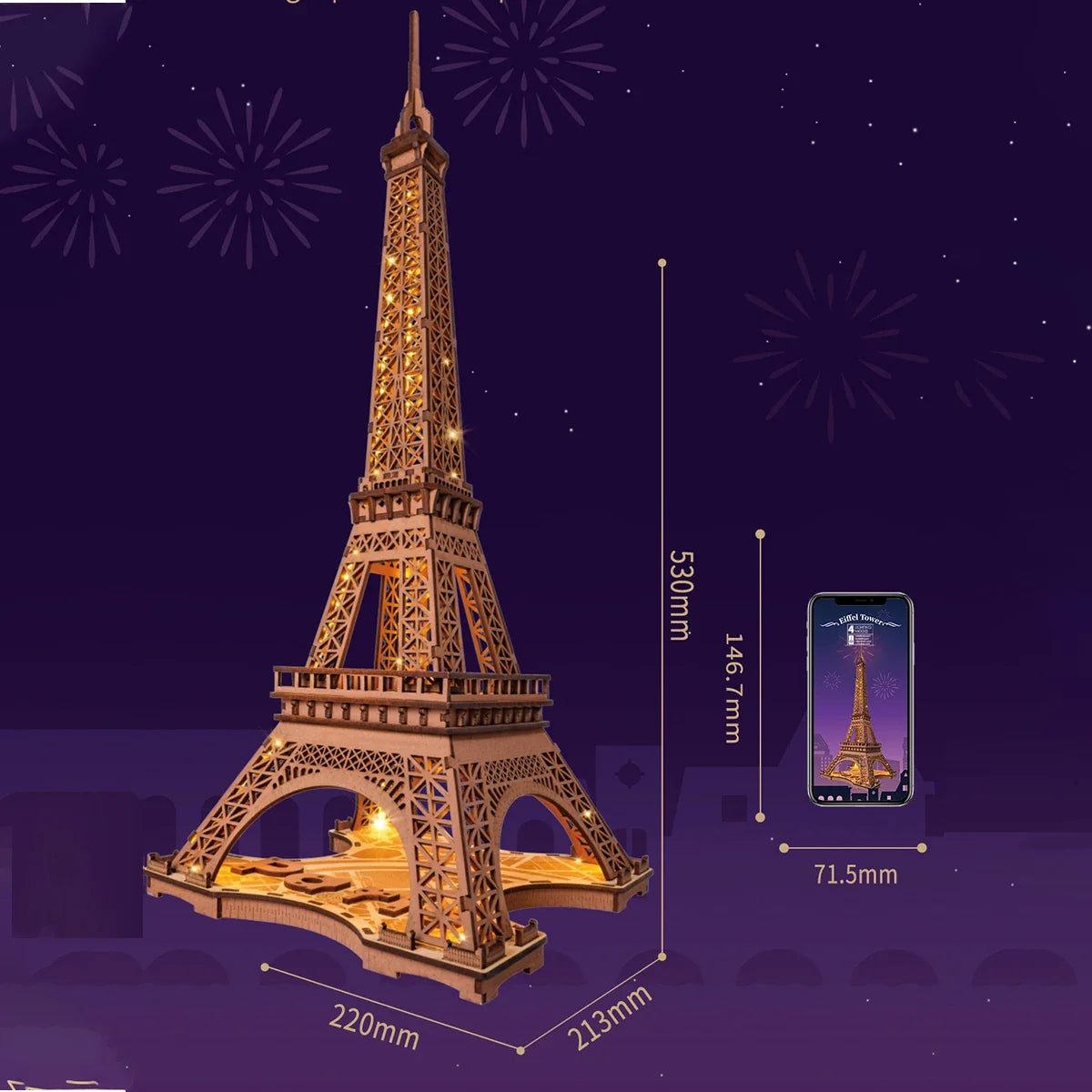 Tour Eiffel en Bois Lumineuse à Construire