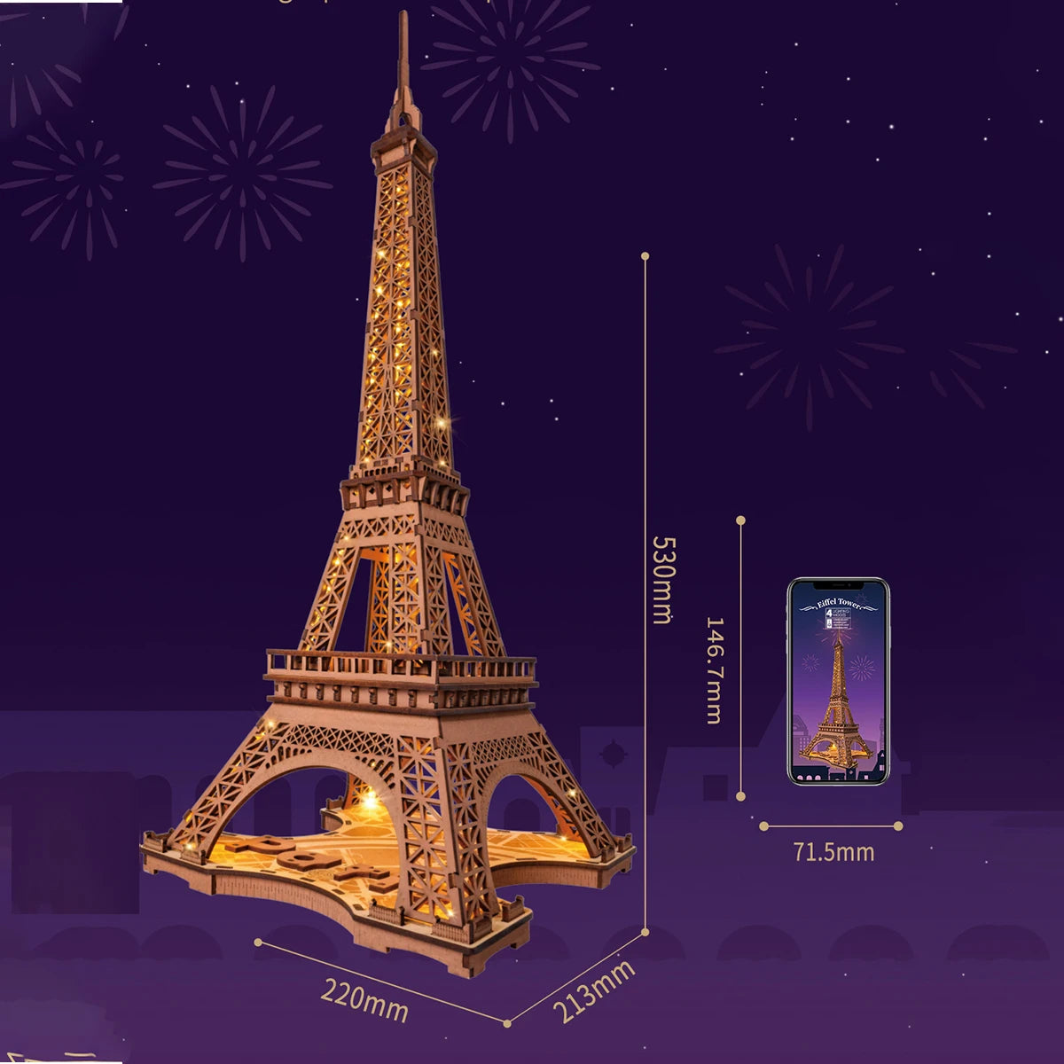 Tour Eiffel en Bois Lumineuse à Construire